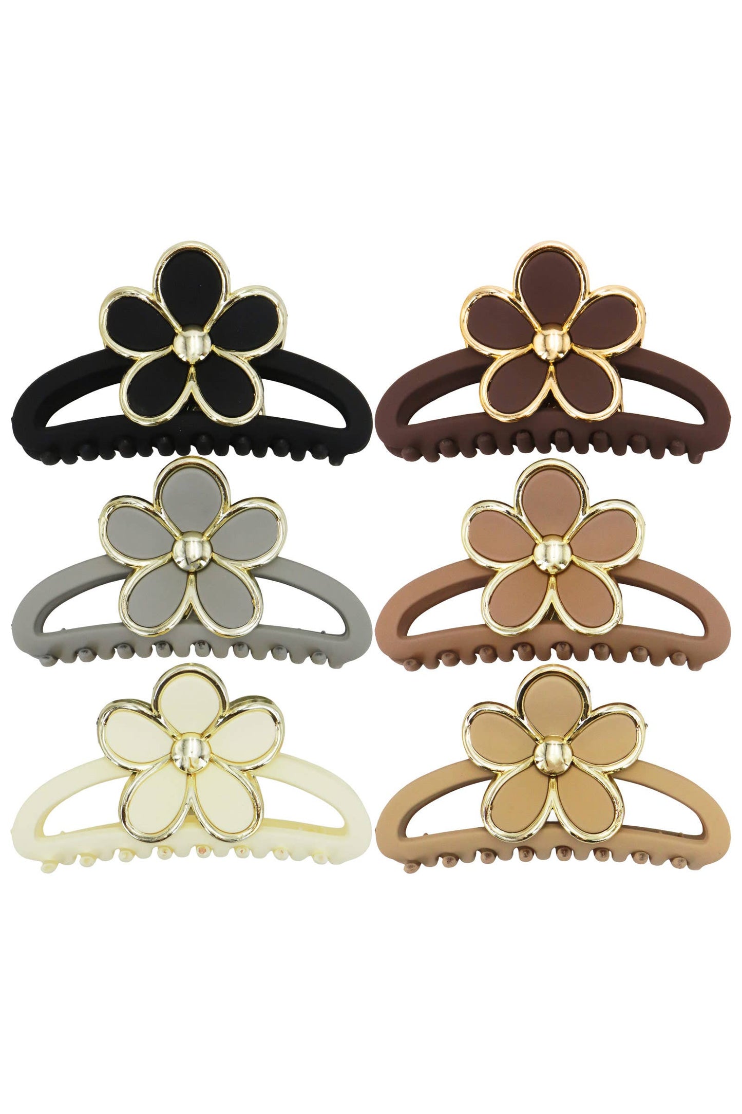 Matte Glossy Gold Floral Hollow Frame Fashion Hair Claw