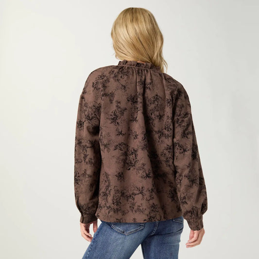 Raelynn Long Sleeve Flocked Floral Top