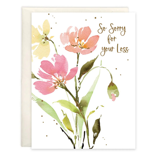 Sympathy Greeting Card - Pink/Orange/Yellow Stems