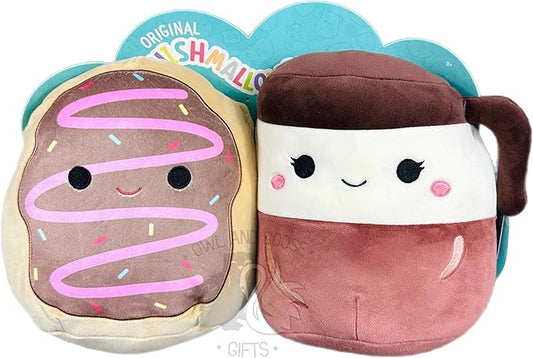 Squishmallows 8 Inch Deja The Donut The Aniela and Coffee Pot Perfect Pair Plush Toy