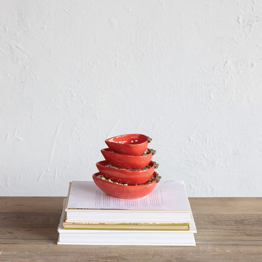 Hand-Painted Strawberry Shaped Measuring Cups, Set of 4