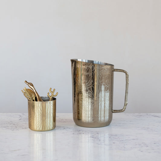 2 Quart Stainless Steel Pitcher with Twig Shaped Handle
