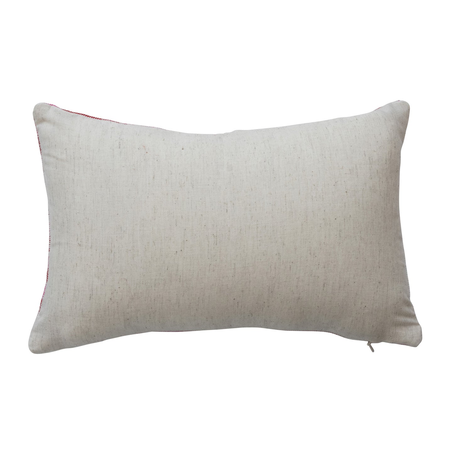 Cotton Velvet Embroidered Lumbar Pillow with Geometric Pattern
