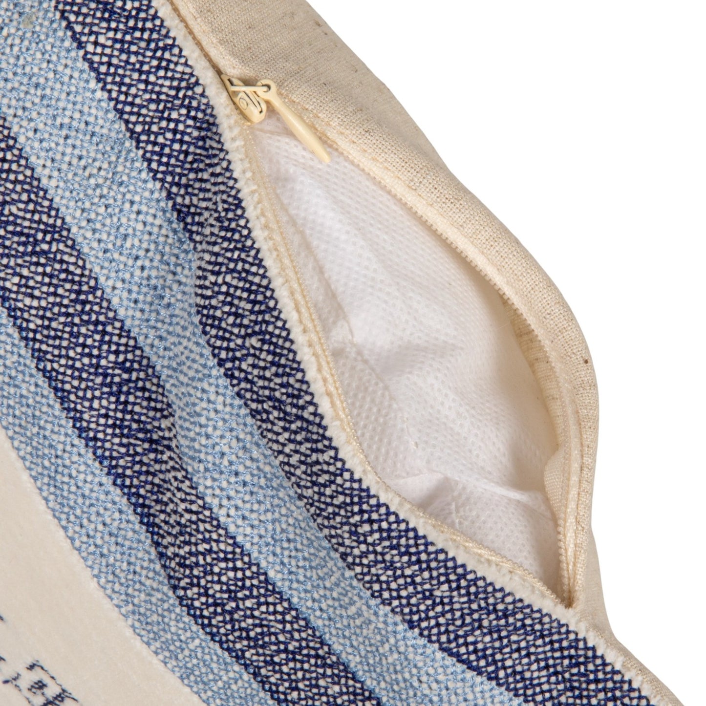 Cotton Velvet Embroidered Lumbar Pillow with Stripe Pattern