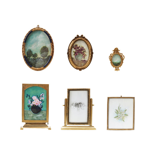 Pewter & Glass Photo Frame with Art, 6 Styles