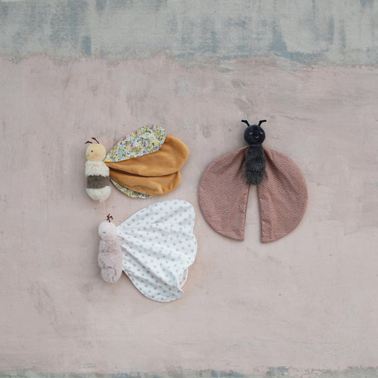 Plush Insect Snuggle Toy w/ Patterned Wings, 3 Styles