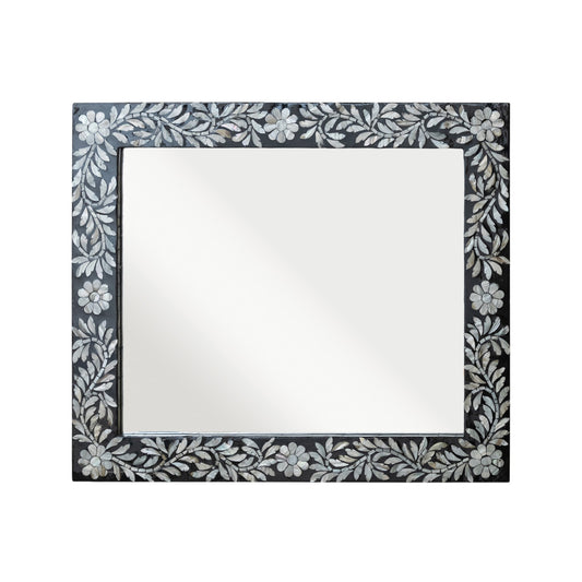 MDF Framed Wall Mirror w/ Inlaid Mother of Pearl