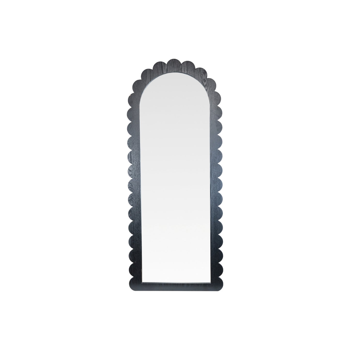 MDF Framed Arched Scalloped Wall Mirror, Black