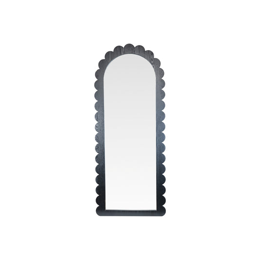 MDF Framed Arched Scalloped Wall Mirror, Black