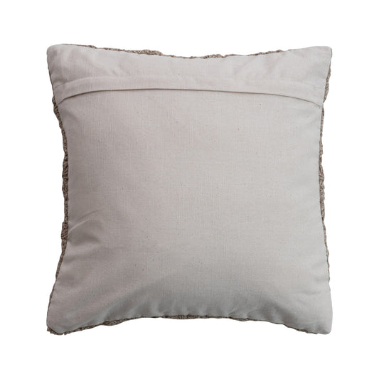 New Zealand Wool Crocheted Pillow w/ Cotton Back, Natural