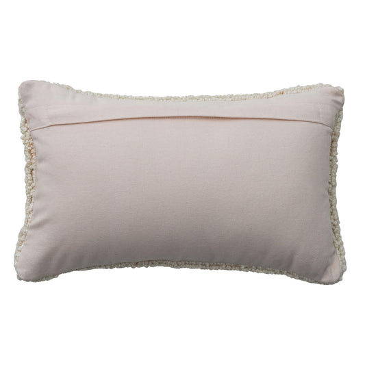 Cotton Blend Tufted Lumbar Pillow "I ♥ My Dog", Natural, Black & Red