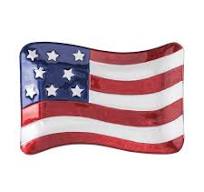 Mudpie American Flag Glass Plate