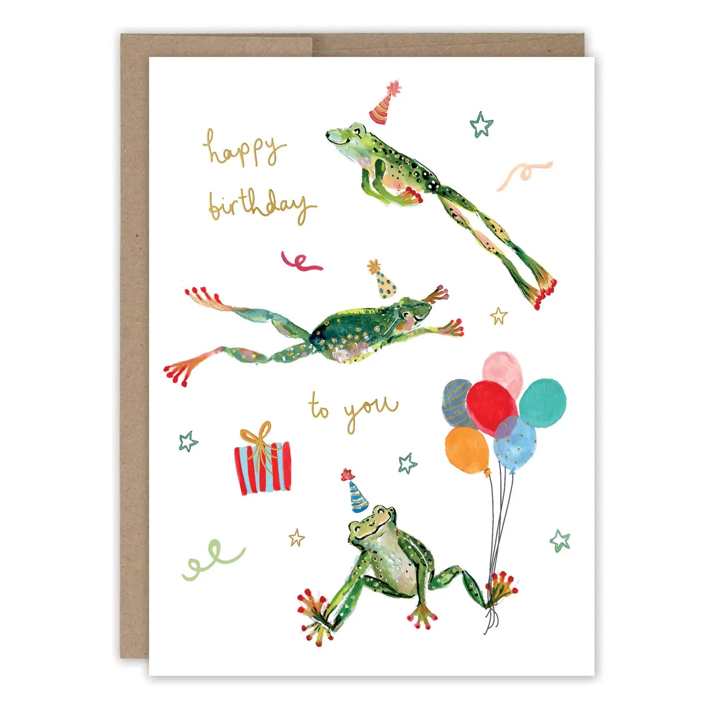 Leaping Frogs Birthday Card