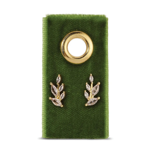 Leaf Stem Stud Earrings