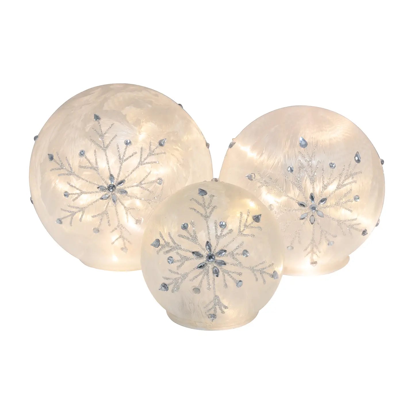 Battery Operated Glass Snowflake Globes