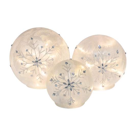 Battery Operated Glass Snowflake Globes
