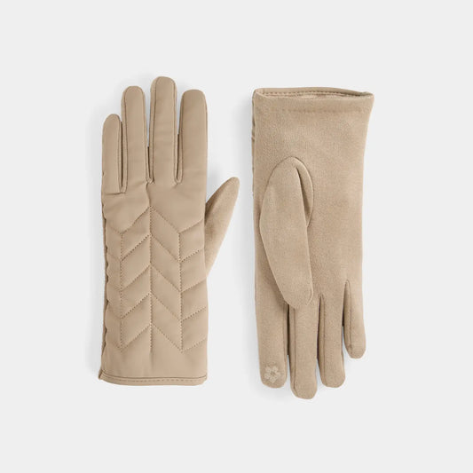 Matte Chevron Puffer Touch Screen Gloves, Asst