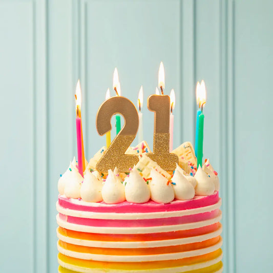 Gold Glitter Number Candle Starter Set