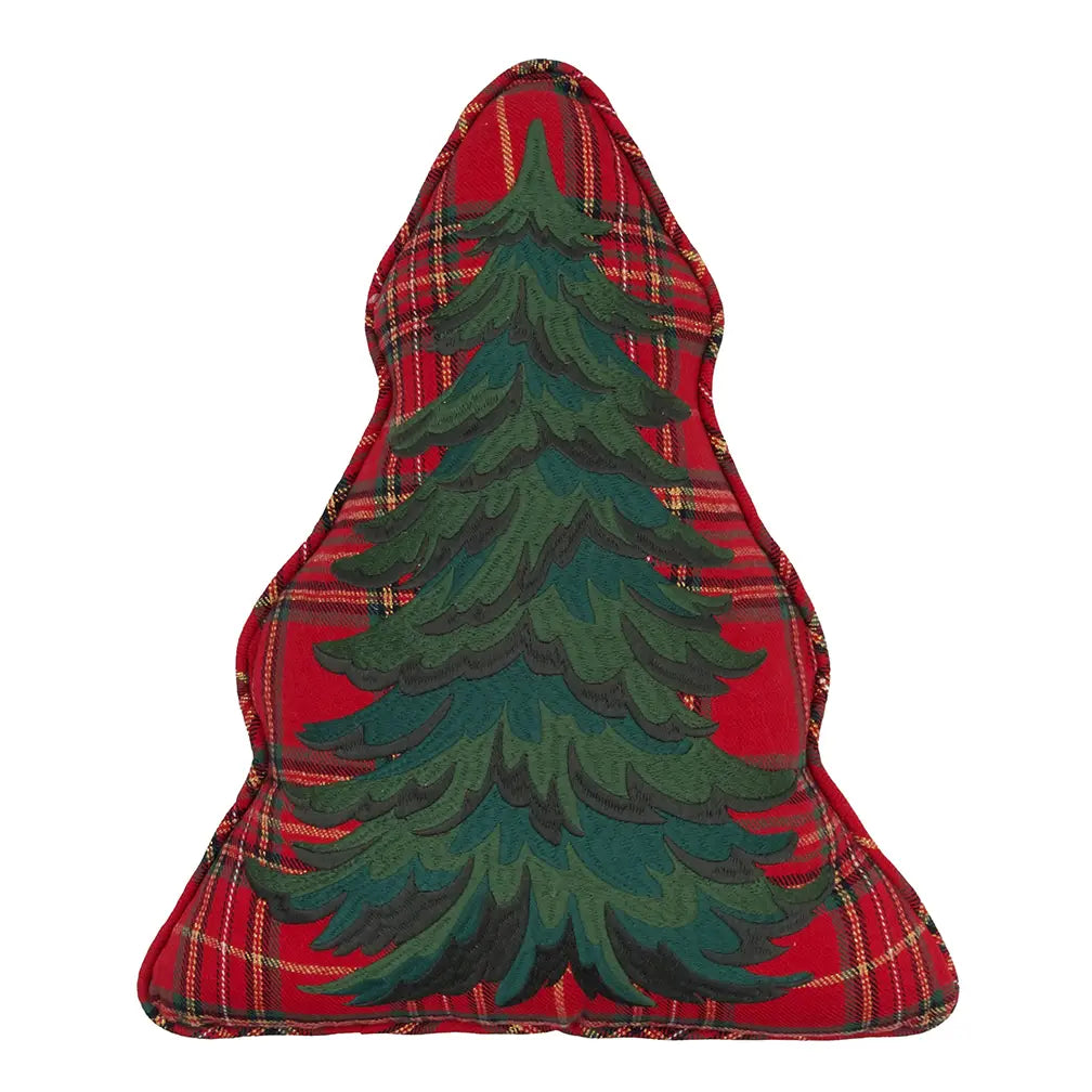 Christmas Spruce Tree Plaid Shaped Throw Pillow