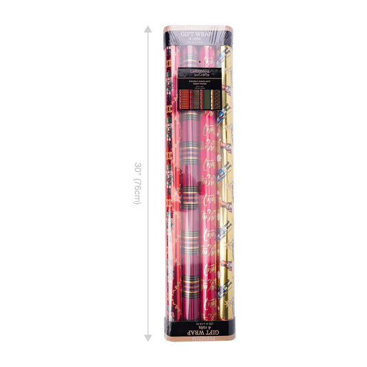 30" X 10' Wrapping Paper Bundle (4-pack) | Ruby Nutcracker