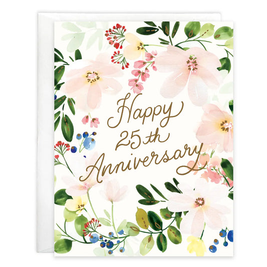 25th Anniversary Greeting Card - Anniversary Garden