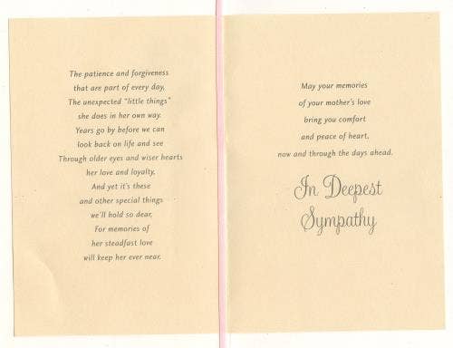 Sympathy Loss of Mother Card