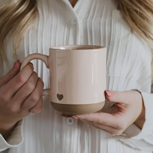 Heart Pink Stoneware Coffee Mug