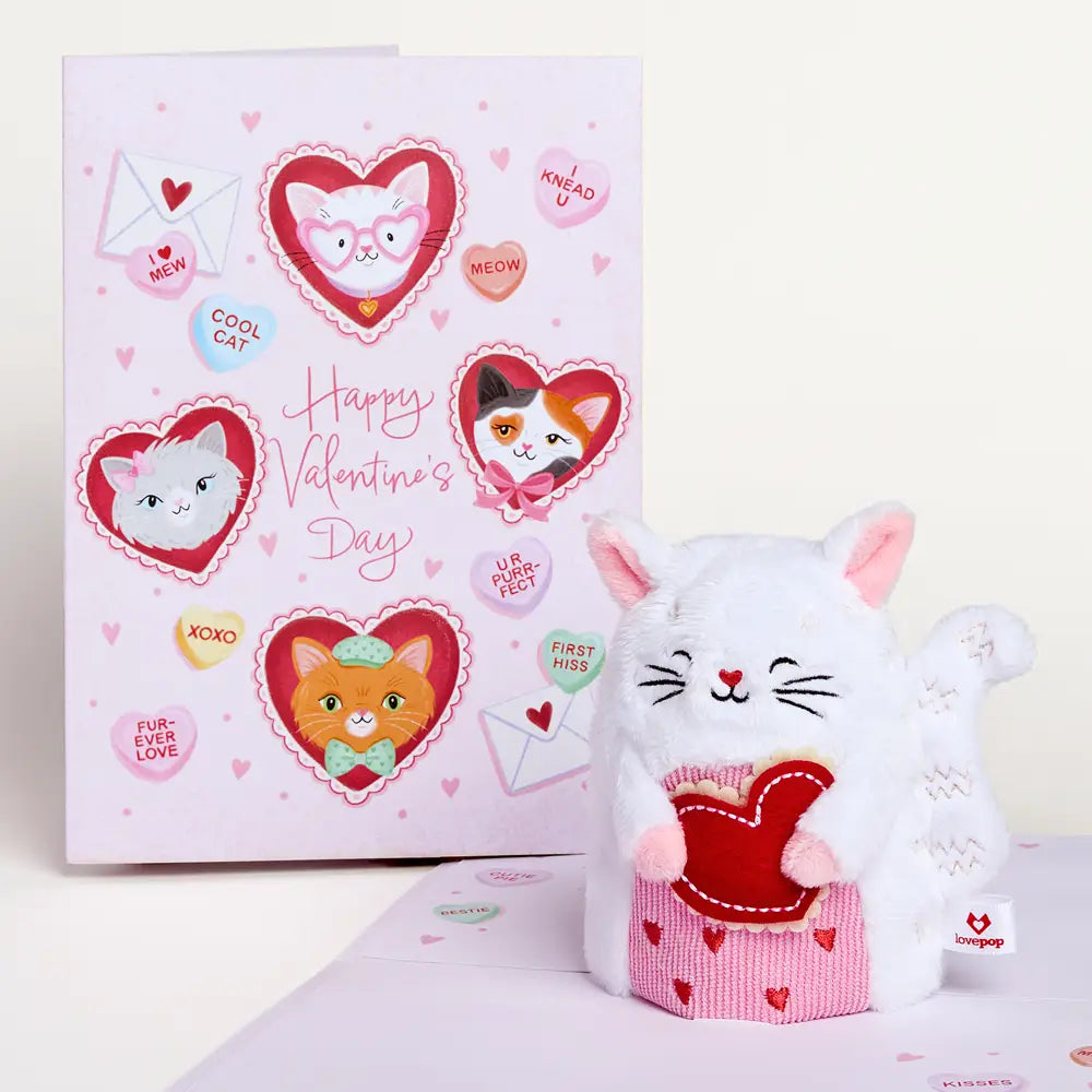 Happy Valentine's Day Love Cat Plushpop Pop-Up Card