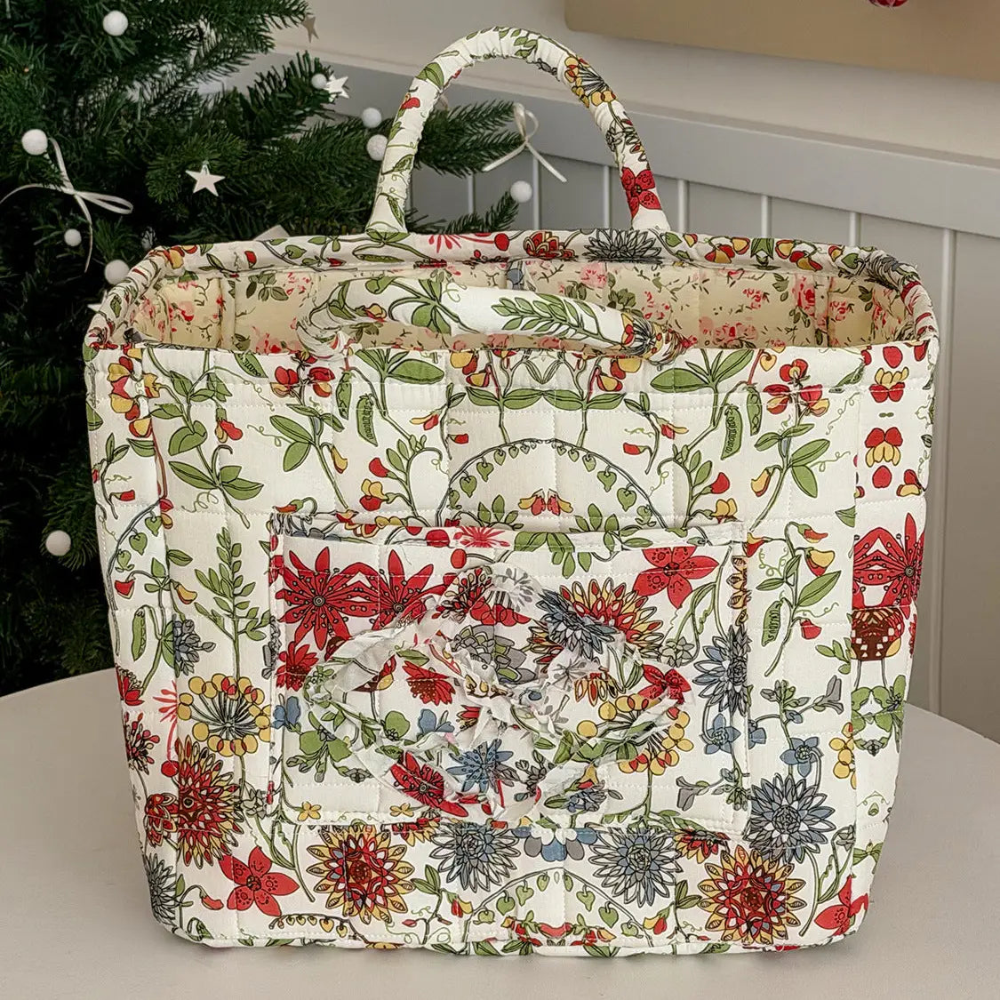 Corduroy Floral Storage Tote