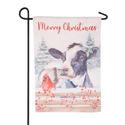 Farmhouse Cow and Cardinal Garden Flag