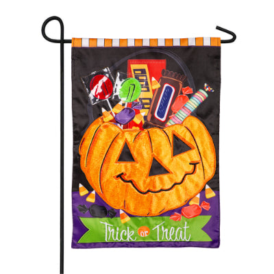 Trick or Treat Bucket Applique Garden Flag