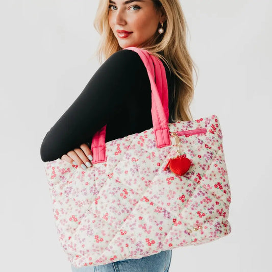 Presley Puffer Quilted Tote Bag with Pouch