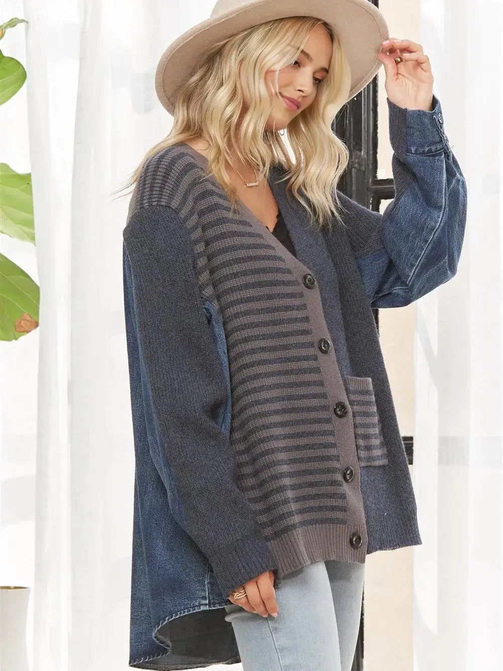 Mixed Media Oversized Cardigan