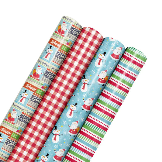 30" X 10' Holiday Wrapping Paper Bundle (4-pack) | Extra, Extra