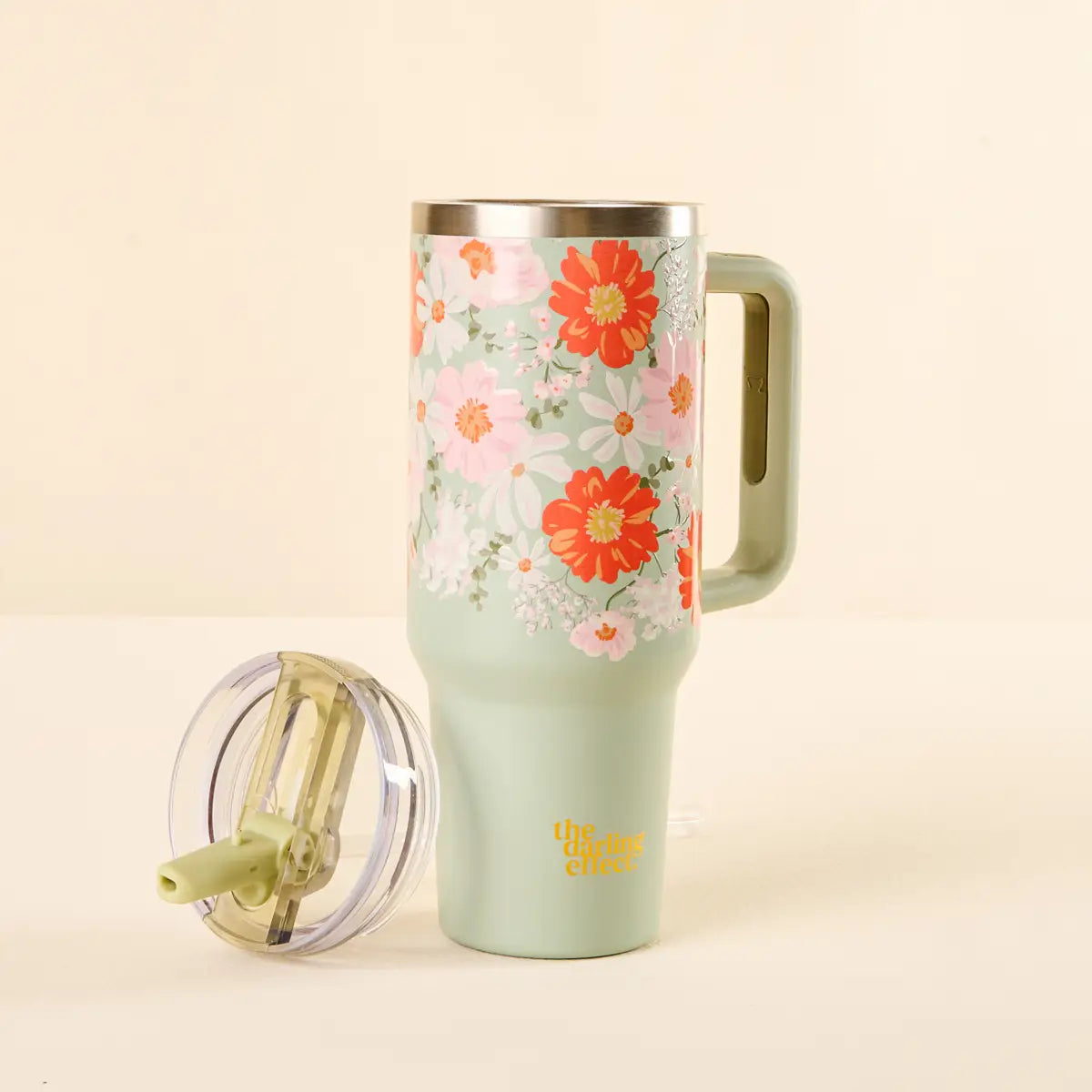 40 oz Lifestyle Flip Straw Tumbler–Bouquet Beauty Sage