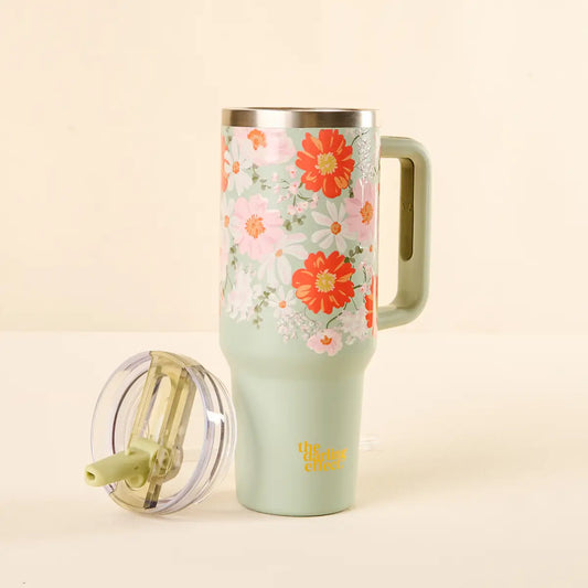 40 oz Lifestyle Flip Straw Tumbler–Bouquet Beauty Sage