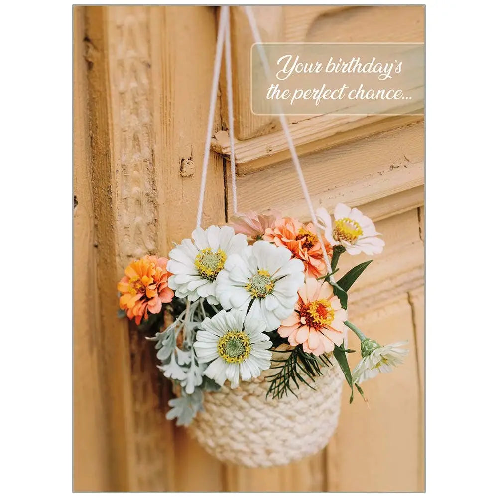 Flowers On Door - Birthday Card