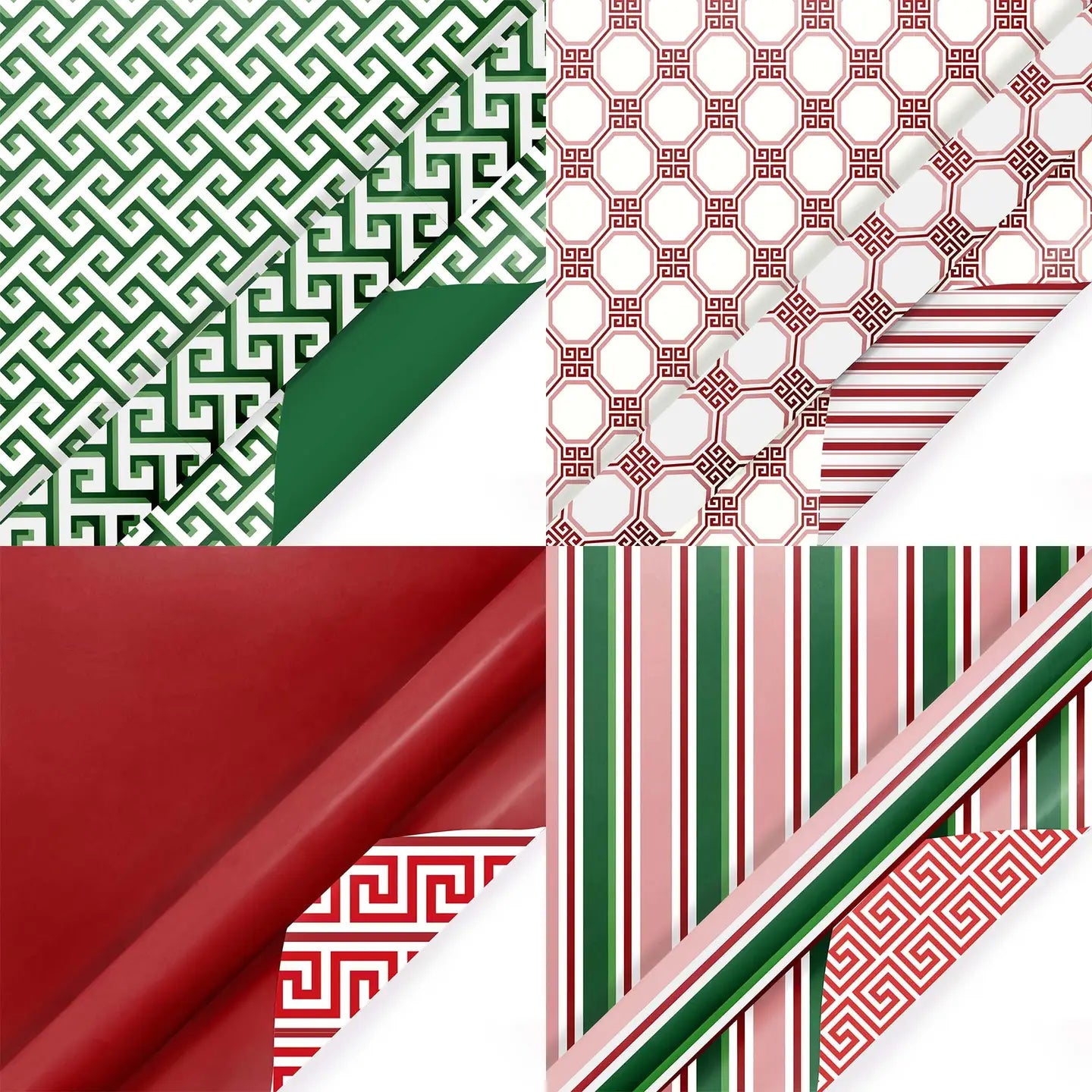 30" X 10' Wrapping Paper Bundle (4-pack) | Greek Key