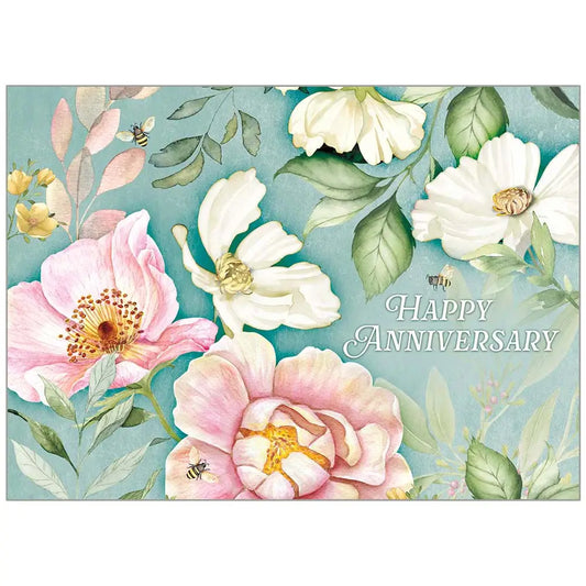 Pink & White Floral - Anniversary Card