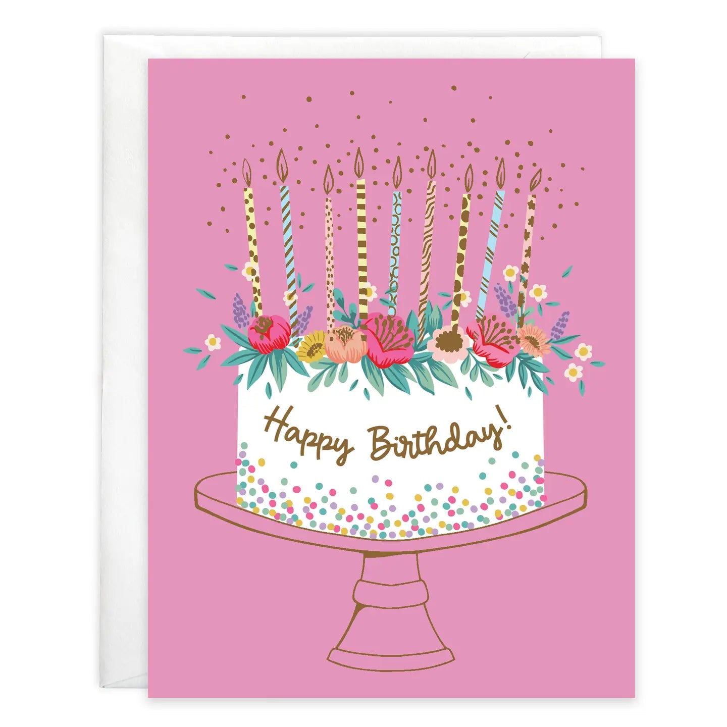 Birthday Greeting Card - Flower Birthday Cake