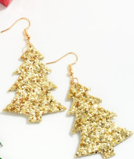 Glitter Christmas Tree Drop Earring