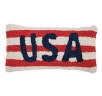 Mudpie Patriotic Hook Wool Pillow