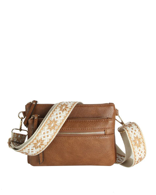 Melissa Multi Zip Pocket Crossbody With Guitar Strap