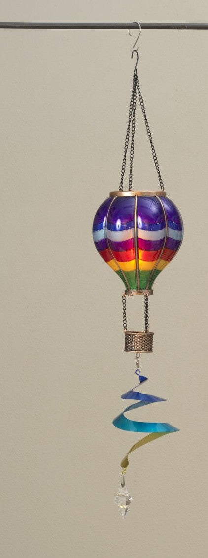 Solar Fire Glow Lighted Hot Air Balloon Lantern with Spinner