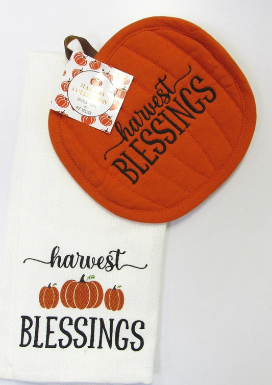 Fall Kitchen Towel & Pot Holder Set