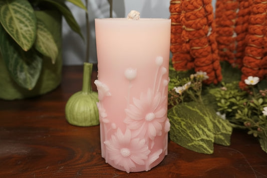 Pink Daisy Fountain Candle