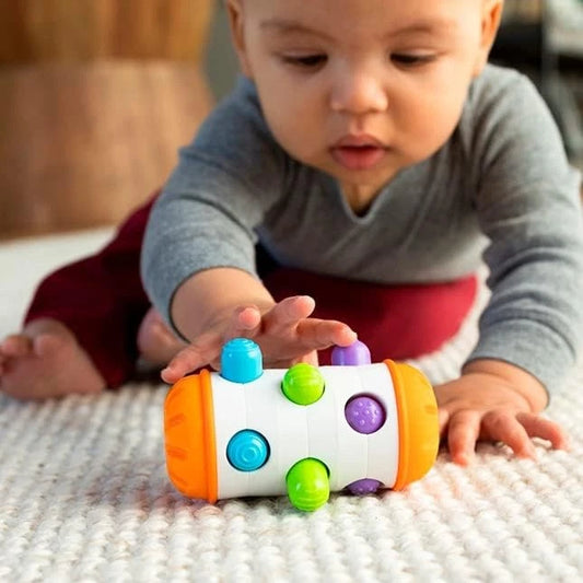 Fat Brain Toys Rolio - Sensory Tummy Time and Rattle Toy for Babies Ages 6 Months+