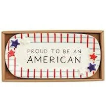 Mudpie Plaid American Sentiment Tray