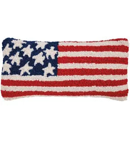 Mudpie Patriotic Hook Wool Pillow