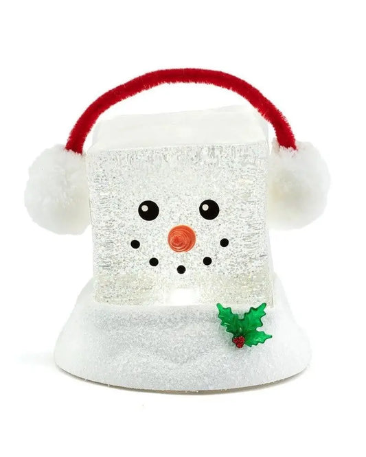 Ice Cube Glitter Snowman Face
